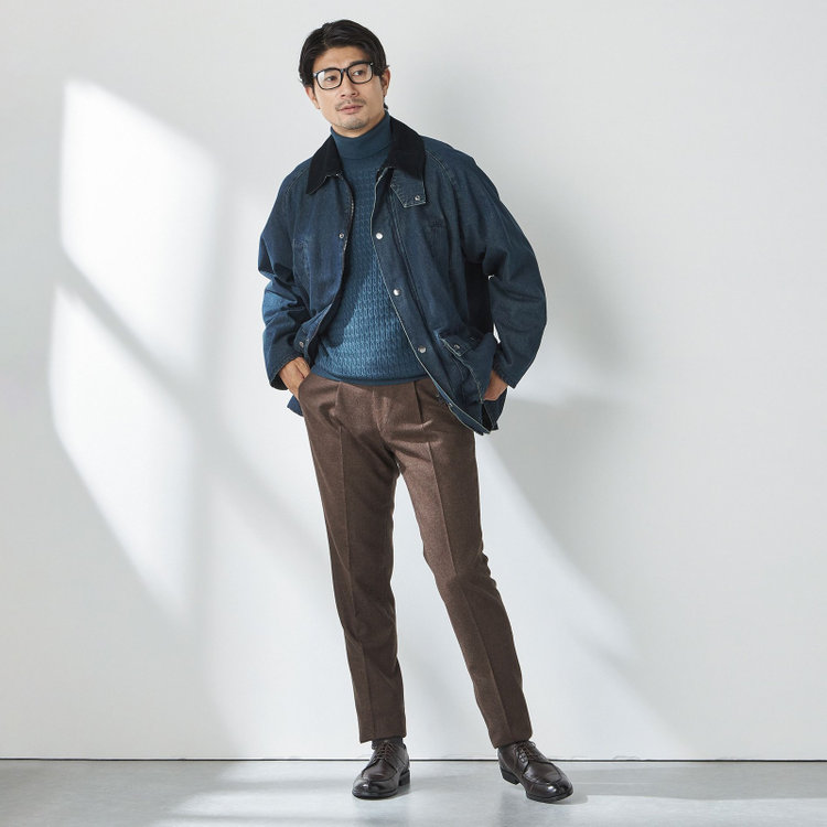 スタンリーブラッカ 【stanley blacker new york】【秋冬】デニムハンティングジャケット/ネイビー 紺中間