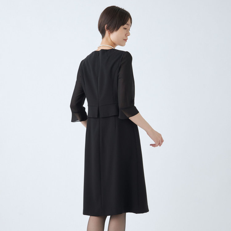 ソノタ（KONAKA用） 【BIEN BELLE】【年間】【ストレッチ】ノーカラーサテン使いアンサンブルレディースフォーマル 黒