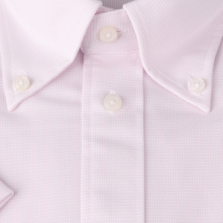 ジョンピアースブラック 【半袖】【JOHN PEARSE Black】【ノーアイロン】ボタンダウンドレスワイシャツ/ピンク×ドビー/襟裏テープ/ULTRA MOVE/ニット素材 ピンク系(桃)
