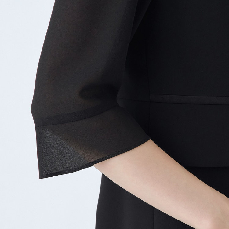 ソノタ（KONAKA用） 【BIEN BELLE】【年間】【ストレッチ】ノーカラーサテン使いアンサンブルレディースフォーマル 黒