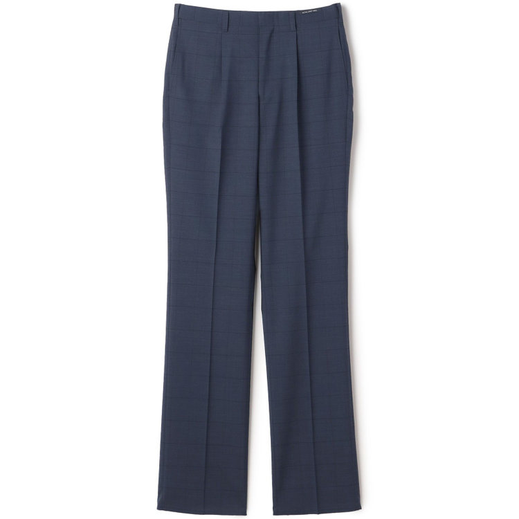 ジョンピアース 【JOHN PEARSE White】【春夏】ウールブレンド 1タックパンツ/ネイビー×チェック/ウエストムーブ仕様/ULTRA LIGHT SPEC※裾上げ必要 紺濃色