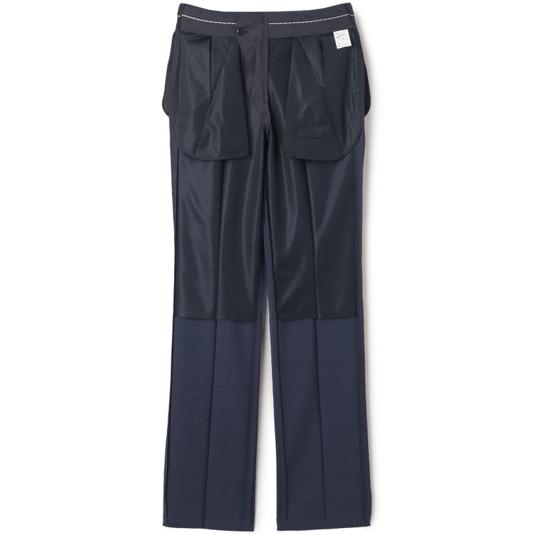 ジョンピアース 【JOHN PEARSE White】【春夏】ウールブレンド 1タックパンツ/ネイビー×チェック/ウエストムーブ仕様/ULTRA LIGHT SPEC※裾上げ必要 紺濃色