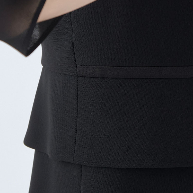 ソノタ（KONAKA用） 【BIEN BELLE】【年間】【ストレッチ】ノーカラーサテン使いアンサンブルレディースフォーマル 黒