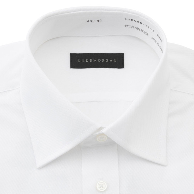 KONAKA　アウトレット 【WEB限定/OUTLET/汚れ・キズ等有】 【DUKEMORGAN】【形態安定】ワイドカラーワイシャツ/ホワイト×ドビーツイル 白