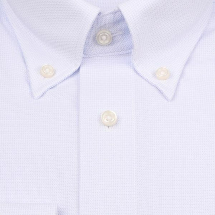 ジョンピアース 【JOHN PEARSE White】【ノーアイロン】ボタンダウンドレスワイシャツ/サックス×ドビー/ULTRA MOVE/ニット素材 ブルー系(青)
