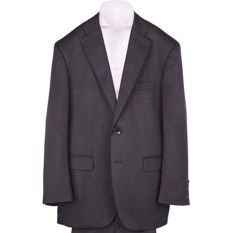 トゥルートップ 【TRUE TOP】【秋冬】2釦シングルスーツ 1タック/ブラック×ストライプ ブラック系(黒)