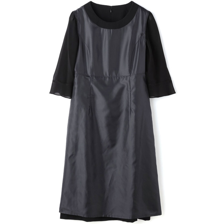 ソノタ（KONAKA用） 【BIEN BELLE】【年間】【ストレッチ】ノーカラーサテン使いアンサンブルレディースフォーマル 黒