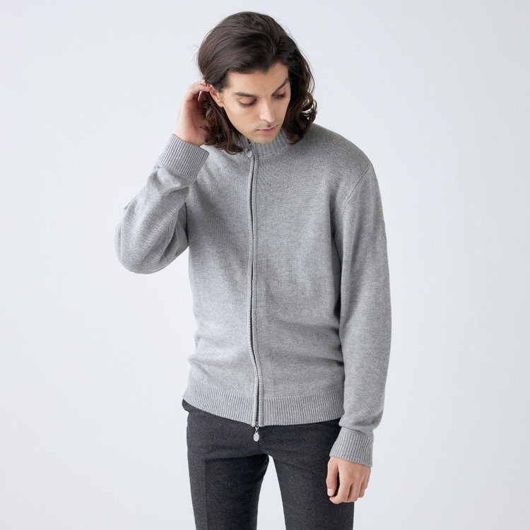 スタンリーブラッカ 【stanley blacker new york】【秋冬】ダブルジップカーディガン/グレー グレー中間