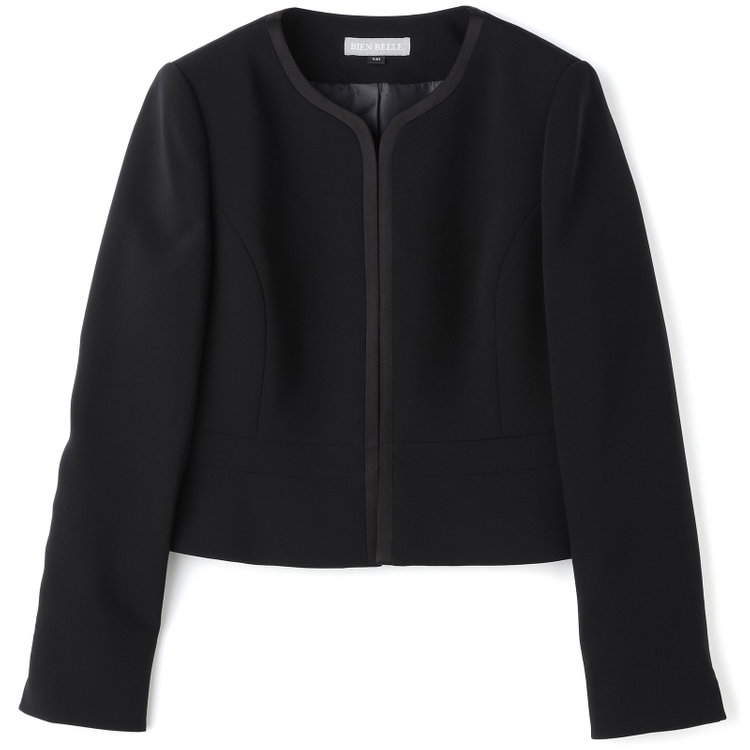 ソノタ（KONAKA用） 【BIEN BELLE】【年間】【ストレッチ】ノーカラーサテン使いアンサンブルレディースフォーマル 黒