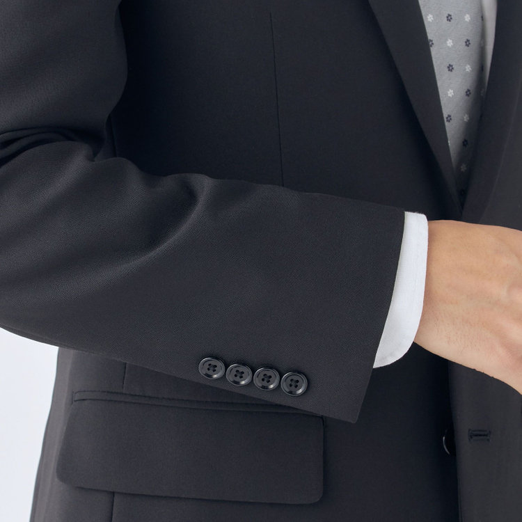 ハイスペックモーション 【HIGH SPEC MOTION】【年間】2釦シングルスーツ 0タック/ブラック/ウォシャブル/※裾上げ必要 黒