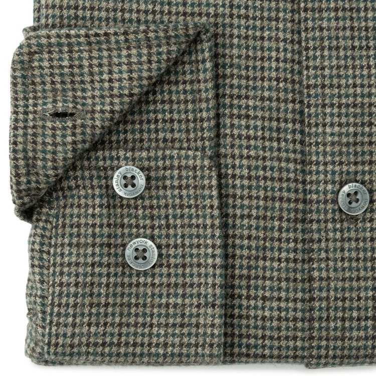 スタンリーブラッカ 【stanley blacker new york】【秋冬】ガンクラブチェックカッタウェイシャツ グレー中間