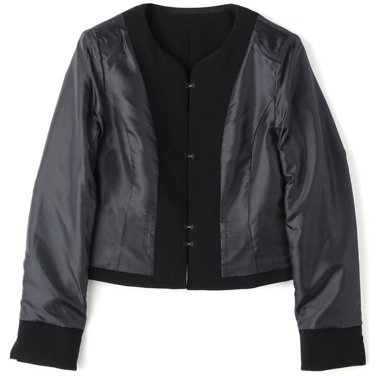 ソノタ（KONAKA用） 【BIEN BELLE】【年間】【ストレッチ】ノーカラーサテン使いアンサンブルレディースフォーマル 黒