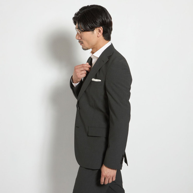 ＪＰ コンフォート 【JOHN PEARSE comfort】【春夏】2釦シングルスーツ ショートタック/カーキ×チェック/ULTRA MOVE/TRABEST/ウエストムーブ仕様/ウォッシャブル/ストレッチ/※裾上げ必要 黄淡色