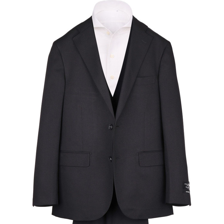 ＪＰ コンフォート 【JOHN PEARSE comfort】【秋冬】スリーピース2釦シングルスーツ ショートタック/ブラック×ソリッド/ULTRA MOVE ブラック系(黒)