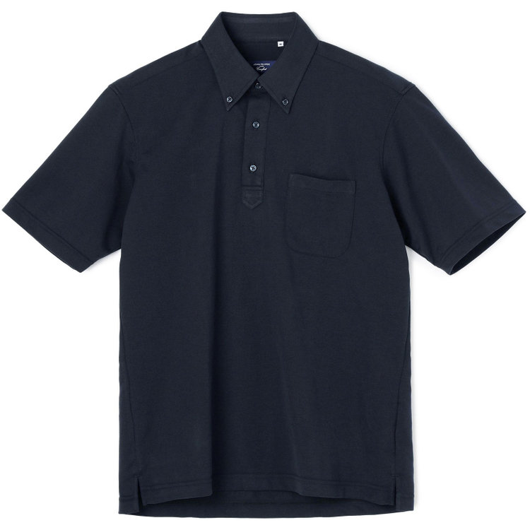 ＪＰコンフォート ネイビー 【半袖】【JOHN PEARSE comfort navy】【ノーアイロン】ボタンダウンビズポロシャツ プルオーバータイプ/ネイビー/ULTRA MOVE/ニット素材 青濃色