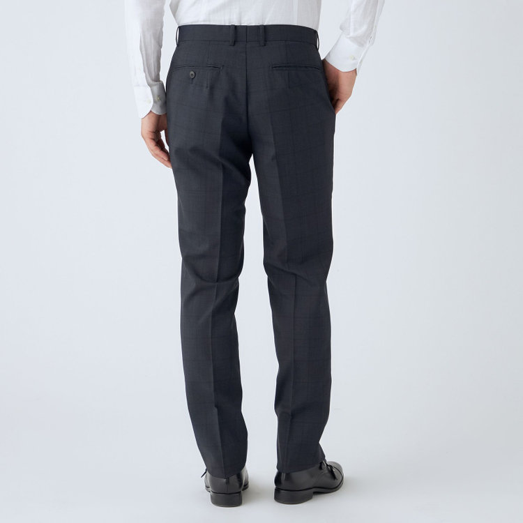 ＪＰセレクトライン 【JOHN PEARSE Black SELECT LINE】【春夏】スペアパンツ付き/2釦シングルスーツ/ネイビー×ウィンドペン/SHOWER CLEAN/※裾上げ必要 紺中間