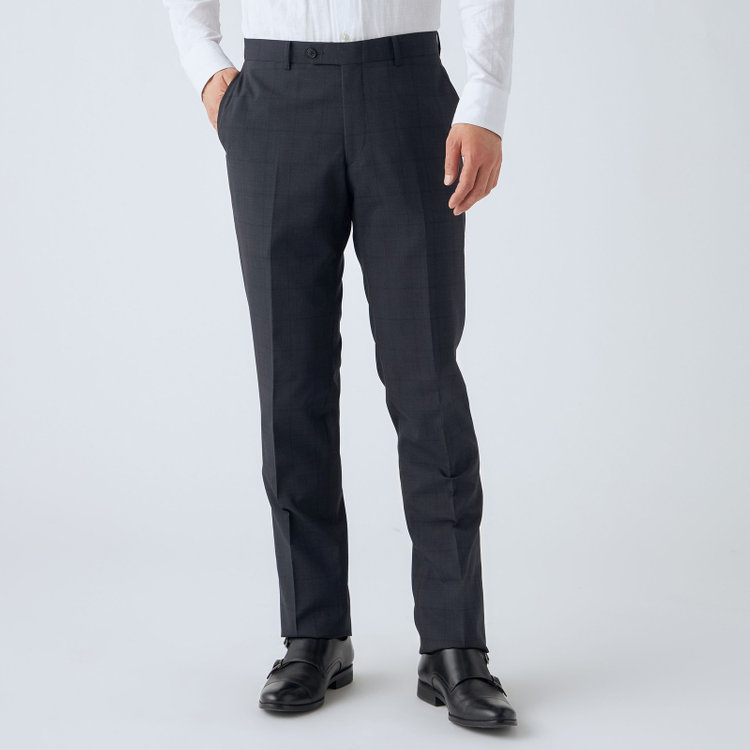 ＪＰセレクトライン 【JOHN PEARSE Black SELECT LINE】【春夏】スペアパンツ付き/2釦シングルスーツ/ネイビー×ウィンドペン/SHOWER CLEAN/※裾上げ必要 紺中間