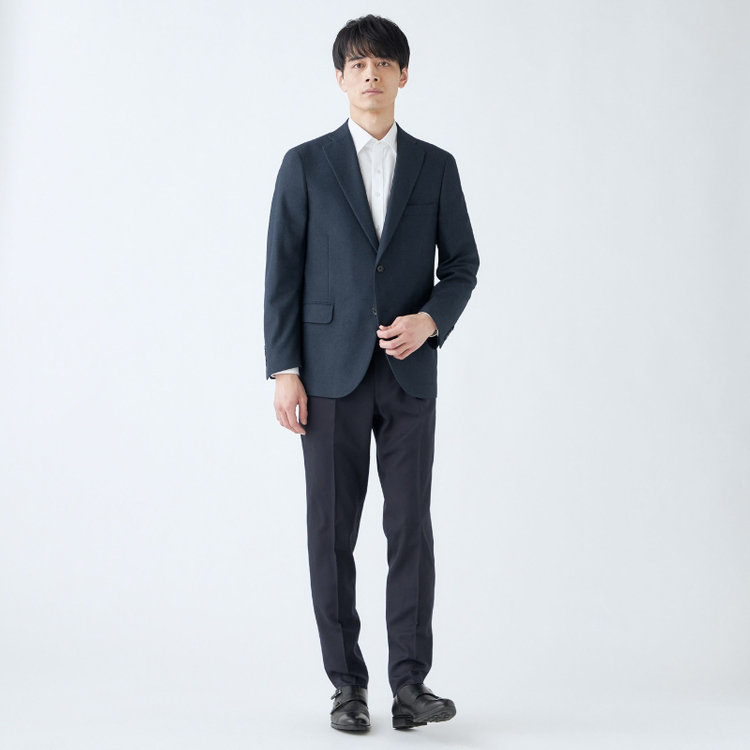 ハイスペックモーション 【HIGH SPEC MOTION】【秋冬】ポリエステル2釦シングルジャケット/ネイビー/ウォシャブルシャブル 紺濃色