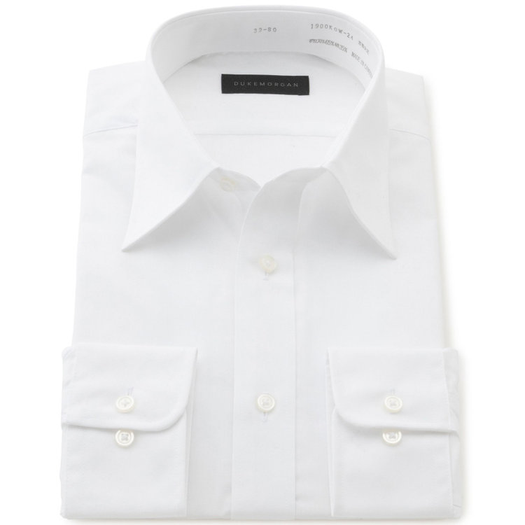 KONAKA　アウトレット 【WEB限定/OUTLET/汚れ・キズ等有】【DUKEMORGAN】【形態安定】レギュラーカラーワイシャツ/ホワイト×ブロード 白
