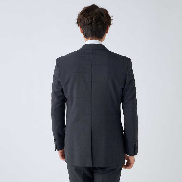 ＪＰセレクトライン 【JOHN PEARSE Black SELECT LINE】【春夏】スペアパンツ付き/2釦シングルスーツ/ネイビー×ウィンドペン/SHOWER CLEAN/※裾上げ必要 紺中間