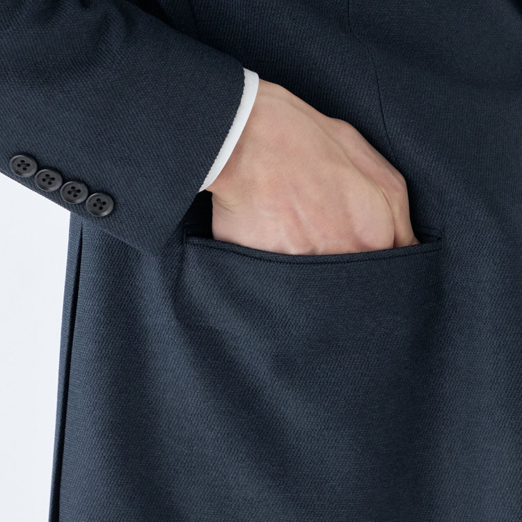 ハイスペックモーション 【HIGH SPEC MOTION】【秋冬】ポリエステル2釦シングルジャケット/ネイビー/ウォシャブルシャブル 紺濃色