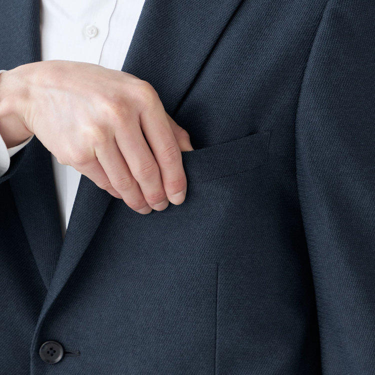 ハイスペックモーション 【HIGH SPEC MOTION】【秋冬】ポリエステル2釦シングルジャケット/ネイビー/ウォシャブルシャブル 紺濃色