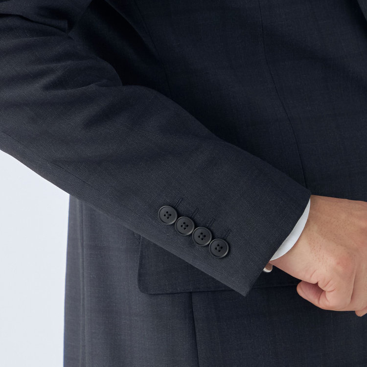 ＪＰセレクトライン 【JOHN PEARSE Black SELECT LINE】【春夏】スペアパンツ付き/2釦シングルスーツ/ネイビー×ウィンドペン/SHOWER CLEAN/※裾上げ必要 紺中間