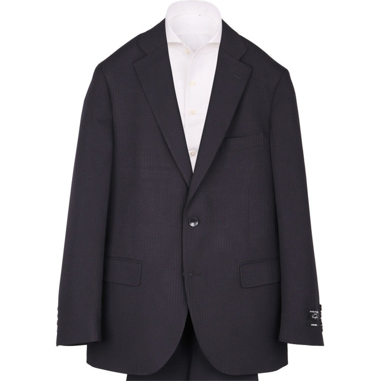 ＪＰ コンフォート 【JOHN PEARSE comfort】【秋冬】2釦シングルスーツ ショートタック/ブラック×ストライプ/ULTRA MOVE ブラック系(黒)