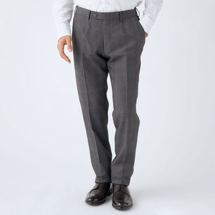 ＪＰ コンフォート 【JOHN PEARSE comfort】【秋冬】機能性ポリエステル ショートタックパンツ/グレー×シャドーチェック/ウエストシャーリング仕様/ULTRA MOVE/RIRANCHA/※裾上げ必要 グレー中間