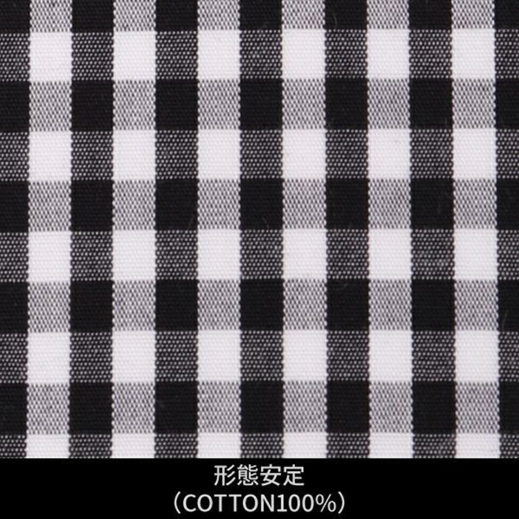 ソノタ（KONAKA用） 【日本縫製】【パターンオーダー】ワイシャツ・ドレスシャツ/ホワイト×ブラック×チェック　ブロード/形態安定(COTTON100%) ブラック系(黒)
