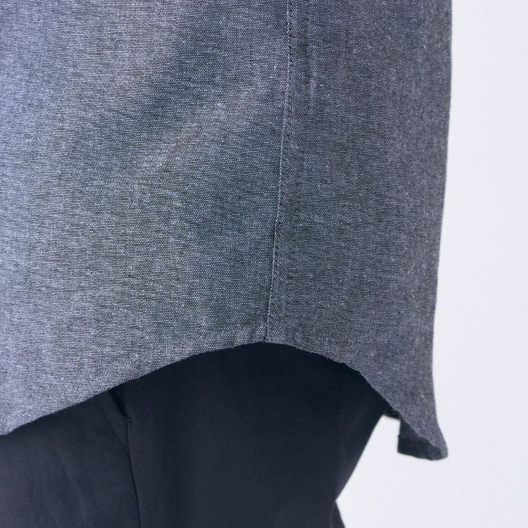 スタンリーブラッカ 【stanley blacker】【長袖】リネンブレンドカッタウェイシャツ/ネイビー 紺中間