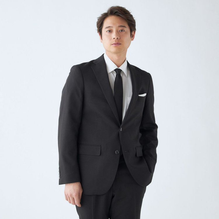 ＪＰ コンフォート 【JOHN PEARSE comfort】【年間】2釦シングルスーツ ショートタック/ブラック×ソリッド/ULTRA MOVE/TRABEST/※裾上げ必要※ベストは別売りです 黒