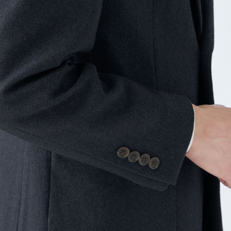 スタンリーブラッカ 【stanley blacker】【秋冬】コットンウールブレンド2釦シングルジャケット/ネイビー×ヘリンボーン 紺中間