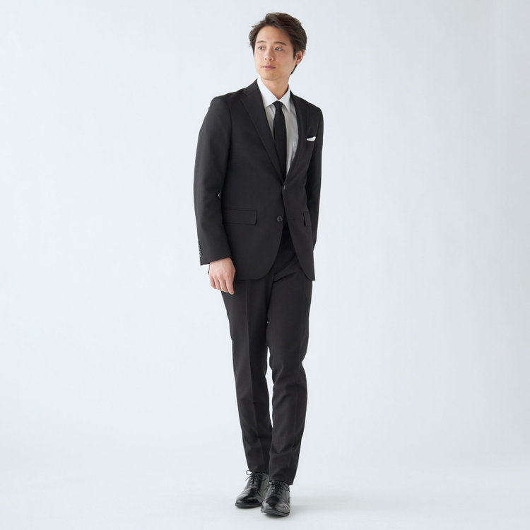 ＪＰ コンフォート 【JOHN PEARSE comfort】【年間】2釦シングルスーツ ショートタック/ブラック×ソリッド/ULTRA MOVE/TRABEST/※裾上げ必要※ベストは別売りです 黒