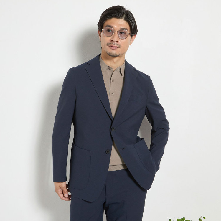 ハイスペックモーション 【HIGH SPEC MOTION】【春夏】ポリエステル2釦シングルジャケット/ネイビー 紺中間