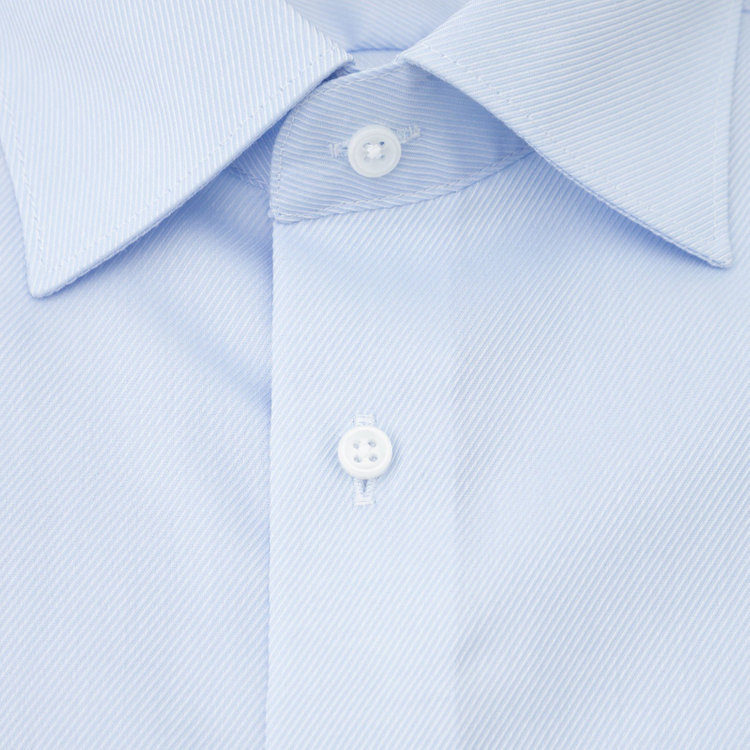 ドナートヴィンチウォモ 【Donato Vinci Italy Uomo】【スタイリッシュ】ワイドカラーワイシャツ/ブルー×ドビーツイル/「ULTRA MOVE COTTON」ノーアイロン・ストレッチ・コットン100% 青中間