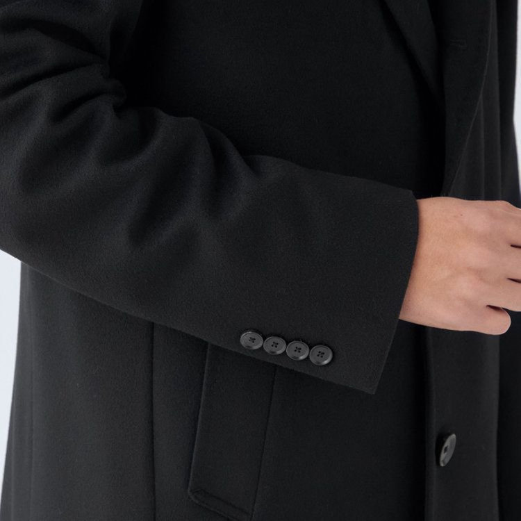 ソノタ（KONAKA用） 【THE 神 COAT】【Donato Vinci Italy UOMO】ウールチェスターコート/ブラック/NEW ZEALAND LIMITED WOOL 黒