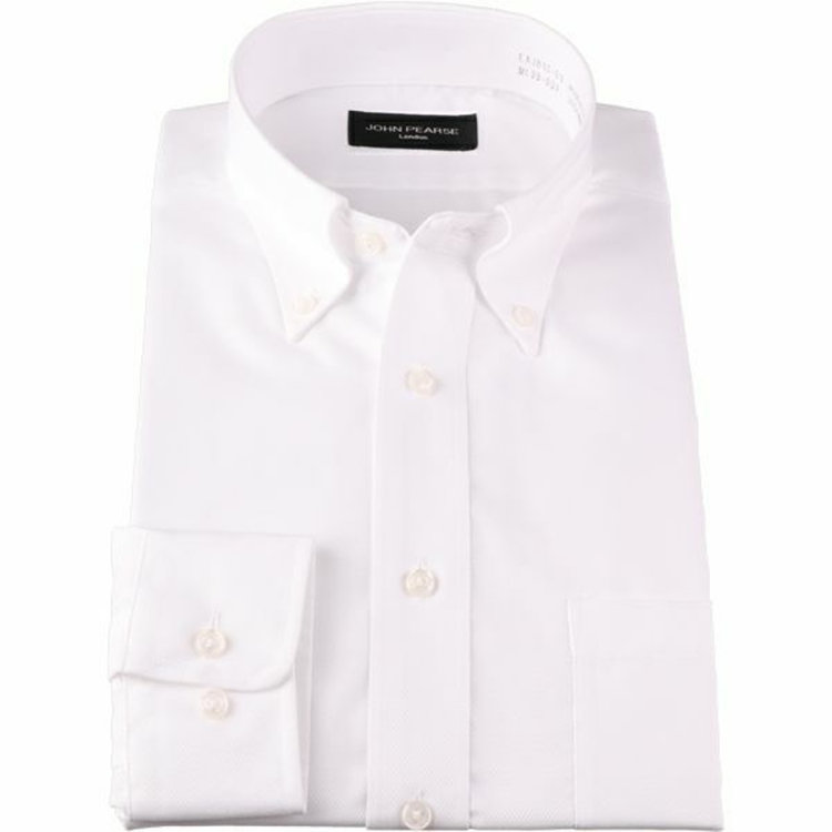 KONAKA　アウトレット 【WEB限定/OUTLET/汚れ・キズ等有】【JOHN PEARSE Black】【形態安定】ボタンダウンドレスワイシャツ/ホワイト×ドビーツイル ホワイト系(白)