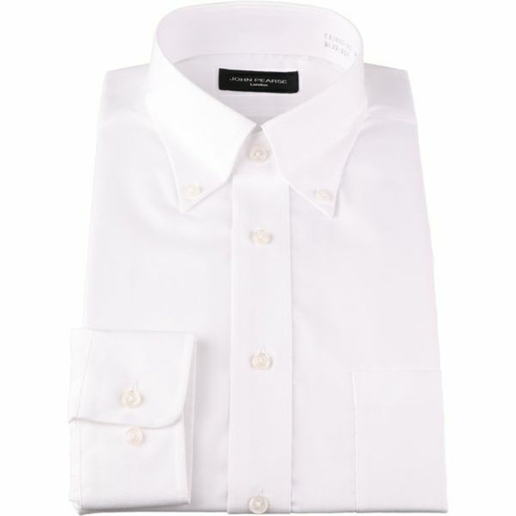 KONAKA　アウトレット 【WEB限定/OUTLET/汚れ・キズ等有】【JOHN PEARSE Black】【形態安定】ボタンダウンドレスワイシャツ/ホワイト×ドビーツイル ホワイト系(白)