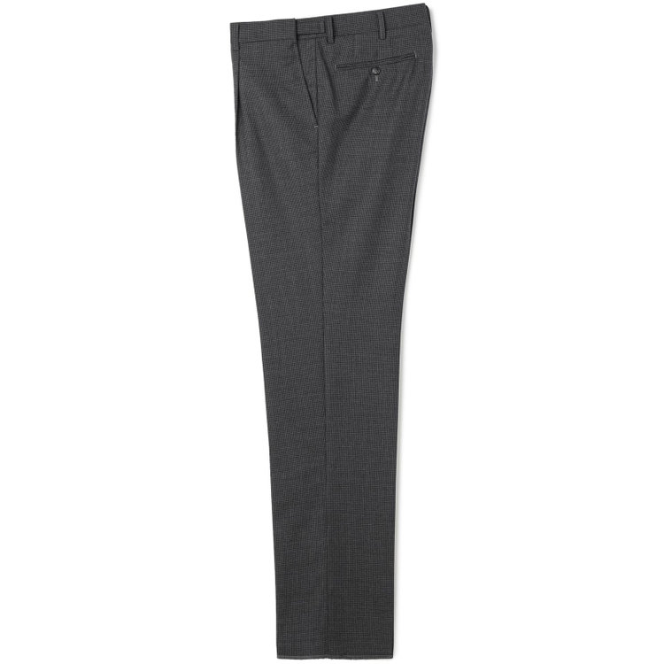 ソノタ（KONAKA用） 【L.O.X】【大きいサイズ】【秋冬】ウールブレンド 1タックパンツスラックス/グレー＆ブラック×ハウンドトゥース/ウエストアジャスター仕様/※裾上げ必要 グレー中間