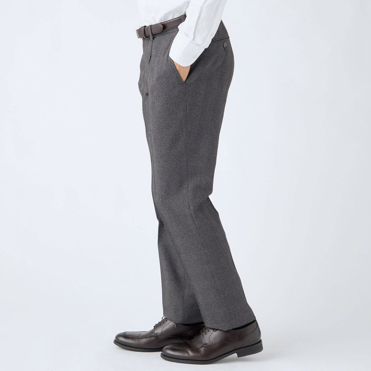 ＪＰ コンフォート 【JOHN PEARSE comfort】【秋冬】機能性ポリエステル ショートタックパンツ/グレー×シャドーチェック/ウエストシャーリング仕様/ULTRA MOVE/RIRANCHA/※裾上げ必要 グレー中間