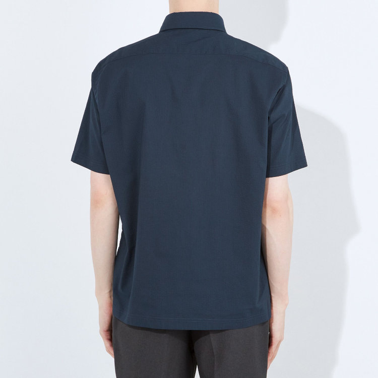ＪＰコンフォート ネイビー 【半袖】【JOHN PEARSE comfort navy】ホリゾンタルワイドビズポロシャツ プルオーバータイプ/ネイビー×シアサッカー 紺濃色