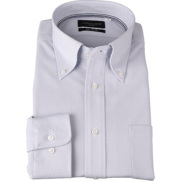 KONAKA　アウトレット 【WEB限定/OUTLET/汚れ・キズ等有】【JOHN PEARSE Black】【ノーアイロン】ボタンダウンドレスワイシャツ/ブルー×ピンドットドビー/ULTRA MOVE/ニット素材 ブルー系(青)