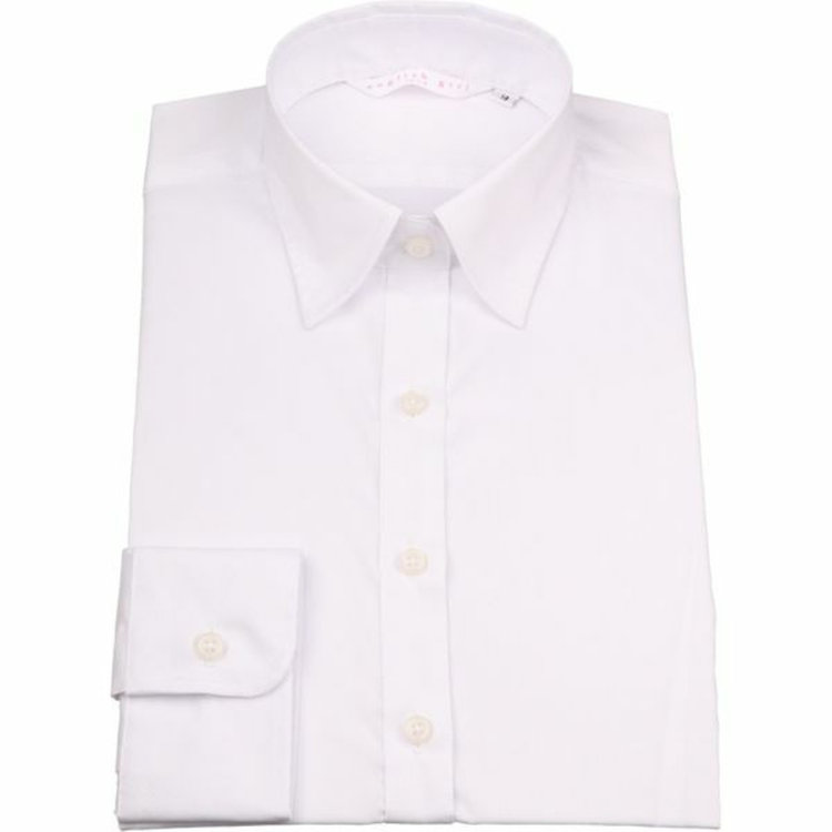 【WEB限定/OUTLET/汚れ・キズ等有】【english girl by J.P.】レギュラーカラーブラウス/ホワイト×ソリッド