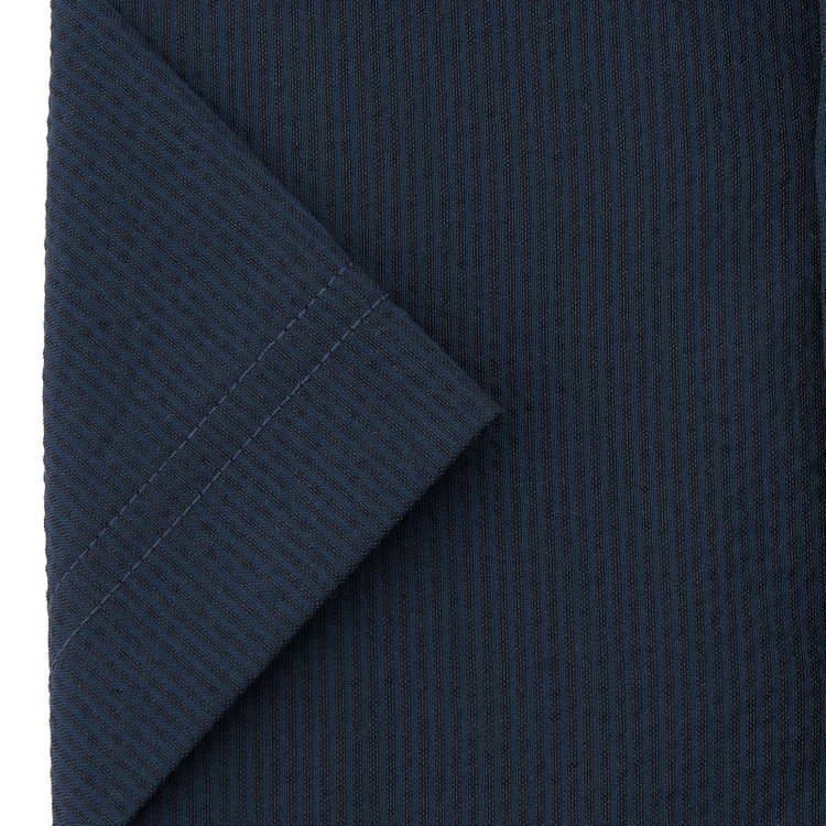 ＪＰコンフォート ネイビー 【半袖】【JOHN PEARSE comfort navy】ホリゾンタルワイドビズポロシャツ プルオーバータイプ/ネイビー×シアサッカー 紺濃色