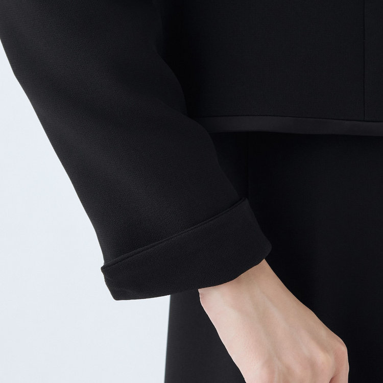 ＢＩＥＮ ＢＥＬＬＥ 【BIEN BELLE】【年間】【ストレッチ】ノーカラーサテン縁取りアンサンブルレディースフォーマル 黒