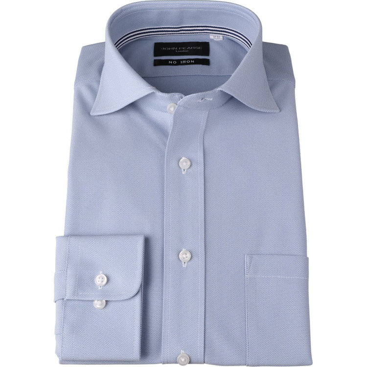 KONAKA　アウトレット 【WEB限定/OUTLET/汚れ・キズ等有】【JOHN PEARSE Black】【ノーアイロン】ホリゾンタルワイドカラードレスワイシャツ/ブルー×ドビー/ULTRA MOVE/ニット素材 ブルー系(青)