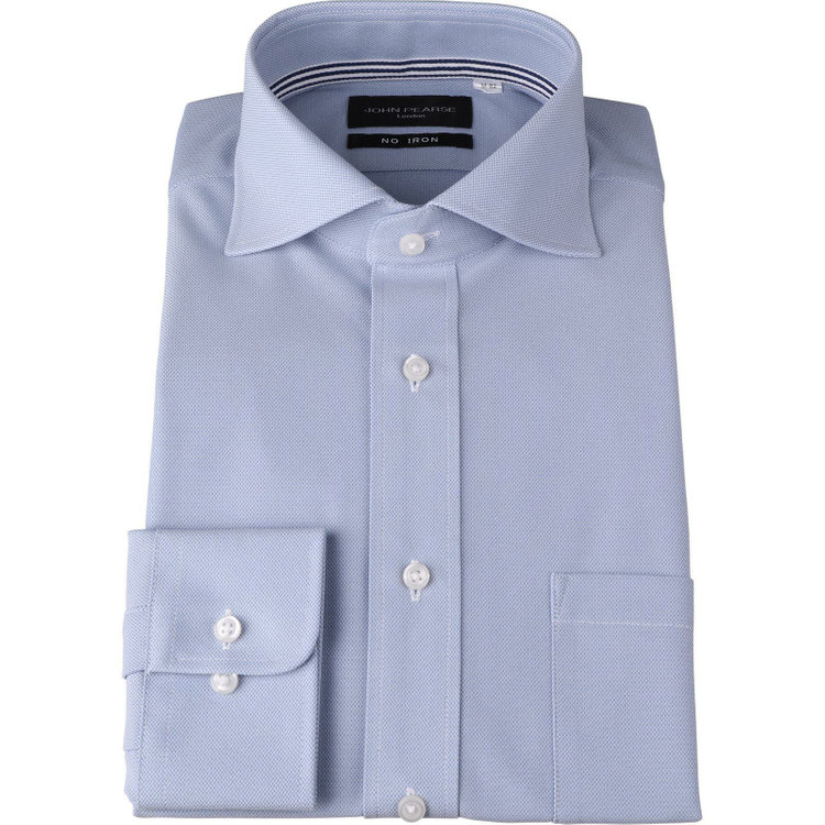 KONAKA　アウトレット 【WEB限定/OUTLET/汚れ・キズ等有】【JOHN PEARSE Black】【ノーアイロン】ホリゾンタルワイドカラードレスワイシャツ/ブルー×ドビー/ULTRA MOVE/ニット素材 ブルー系(青)
