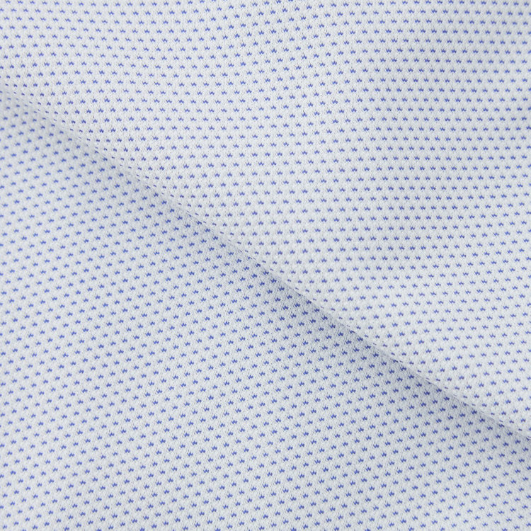 ドナートヴィンチウォモ 【氷撃：酷暑対策シャツ】【Donato Vinci Italy Uomo】【STYLISH】【ノーアイロン】ワイドカラードレスワイシャツ/ブルー＆ホワイト×ドビー/襟裏別布/ULTRA MOVE/ニット素材 青中間