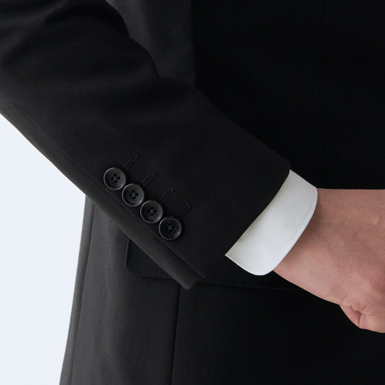 ＪＰセレクトライン 【JOHN PEARSE SELECTLINE】【スリムシルエット】2釦シングルフォーマルスーツ 0タックパンツ/濃染加工/アジャスター付き 黒